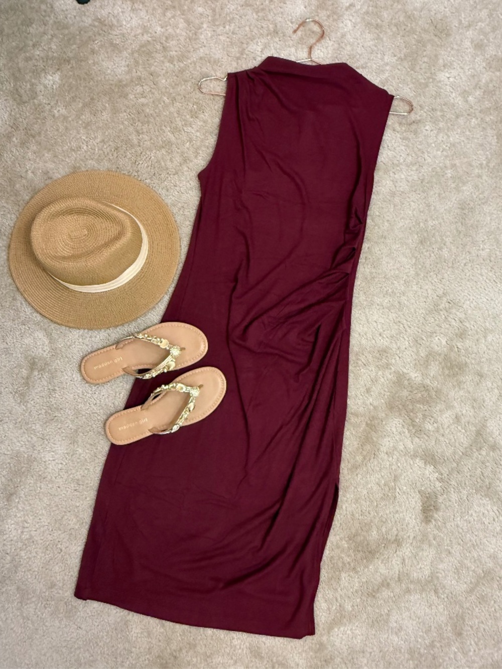 NWT Banana Republic Soft Luxe Bateau Neck Midi Dress Bright Wine Size Medium